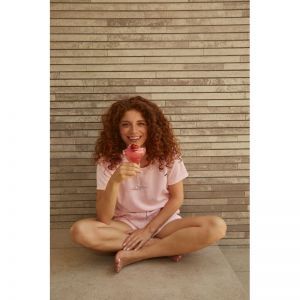 Women velours short set Light pink