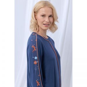 Damespyjama met lange mouwen 831 donkerblauw