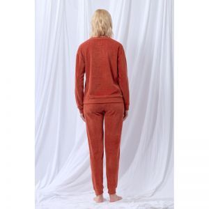 Damespyjama in velours 480 warm roest