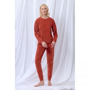 Damespyjama in velours 480 warm roest