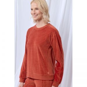 Damespyjama in velours 480 warm roest