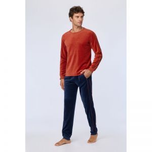 Herenpyjama in velours 480 warm roest