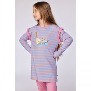 Meisjespyjama, lange mouwen 911 blauw-roze