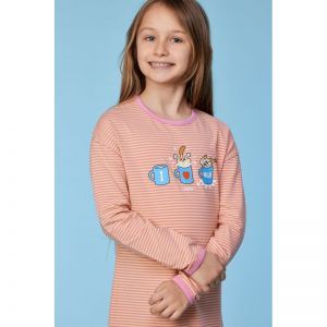 Slaapkleedje, lange mouwen 927 roze-gele s