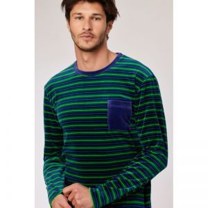 Herenpyjama in velours 918 groene stre