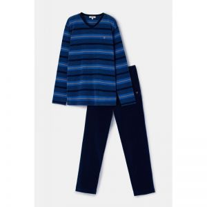 Herenpyjama in velours 943 blauwe stre