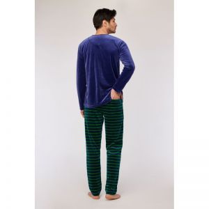 Herenpyjama in velours 897 donkerblauw