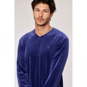 Herenpyjama in velours 897 donkerblauw