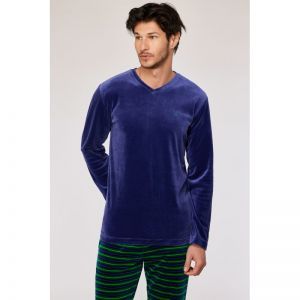 Herenpyjama in velours 897 donkerblauw
