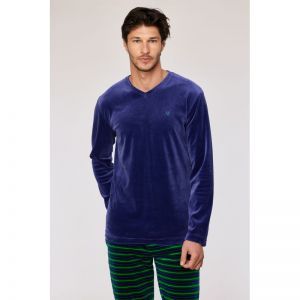 Herenpyjama in velours 897 donkerblauw