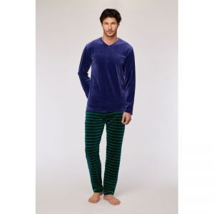 Herenpyjama in velours 897 donkerblauw
