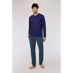 Herenpyjama, lange mouwen 897 donkerblauw