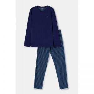 Herenpyjama, lange mouwen 897 donkerblauw