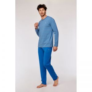 Herenpyjama, lange mouwen 924 blauw-gele