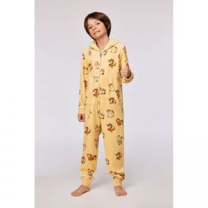 Unisex onesie in velours 920 gele katten