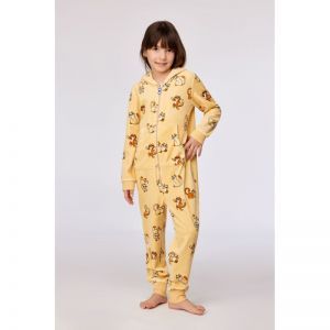 Unisex onesie in velours 920 gele katten