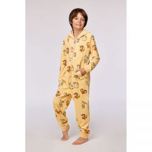 Unisex onesie in velours 920 gele katten