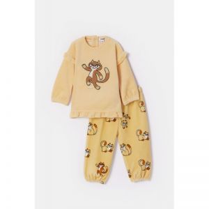 Baby meisjespyjama in velours 619 lichtgeel