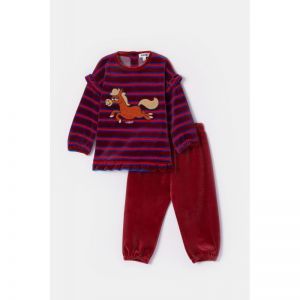 Baby meisjespyjama in velours 919 rode streep