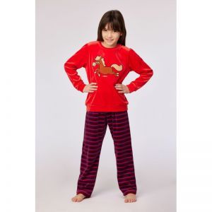 Meisjespyjama in velours 489 rood
