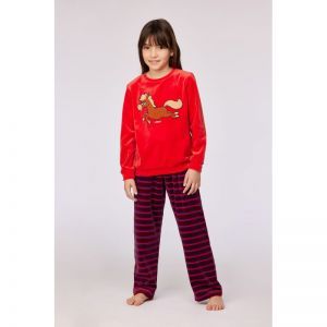 Meisjespyjama in velours 489 rood