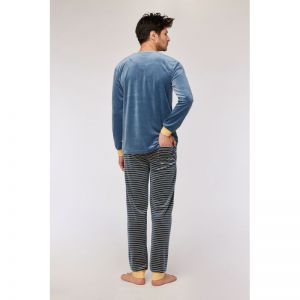 Herenpyjama in velours 189 blauwgrijs