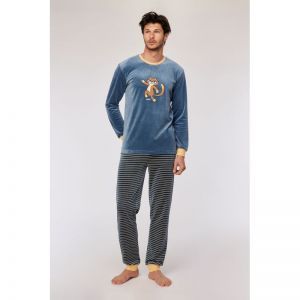 Herenpyjama in velours 189 blauwgrijs
