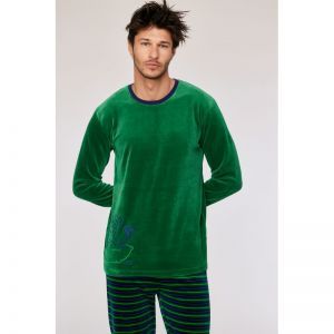 Herenpyjama in velours 792 donkergroen