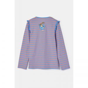 Damespyjama, lange mouwen 911 blauw-roze