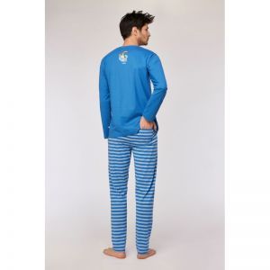 Herenpyjama lange mouwen 879 donkerblauw