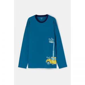 Herenpyjama lange mouwen 795 groenblauw
