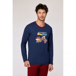 Herenpyjama lange mouwen 893 donkerblauw