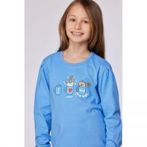 Meisjespyjama, lange mouwen 863 blauw