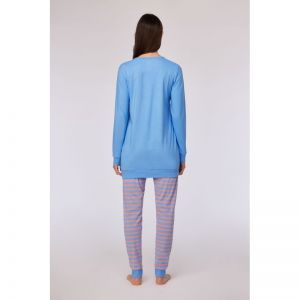 Damespyjama lange mouwen 863 blauw