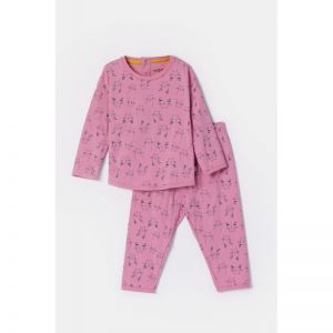 Baby meisjespyjama, lange mouw 923 roze katten