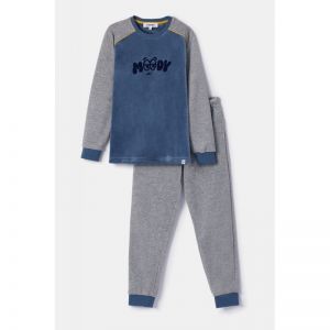 Jongenspyjama in velours 189 blauwgrijs