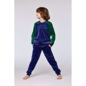 Jongenspyjama in velours 897 donkerblauw