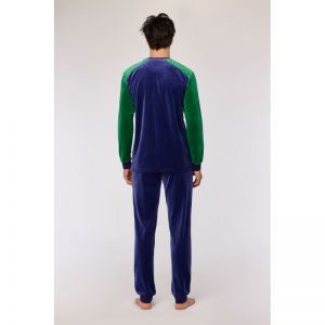 Herenpyjama in velours 897 donkerblauw