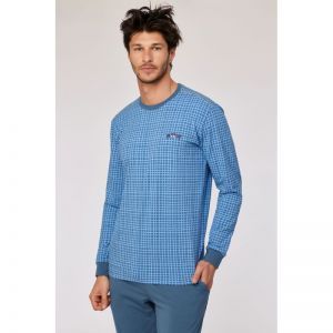 Herenpyjama, lange mouwen 926 blauwe ruit