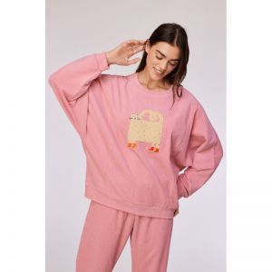 Damespyjama in ribvelours 404 roze
