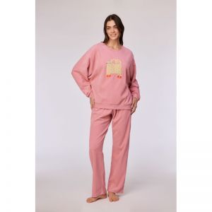 Damespyjama in ribvelours 404 roze