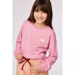 Meisjespyjama lange mouwen 404 roze