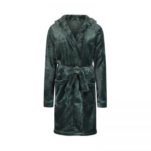 Women short bathrobe teal green