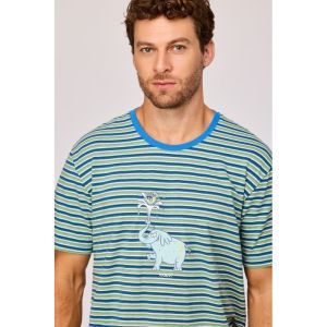 Herenpyjama korte mouwen 908 groen-blauw