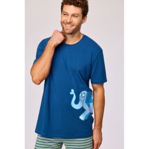 Herenpyjama korte mouwen 887 donkerblauw
