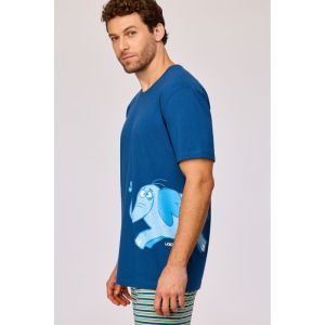Herenpyjama korte mouwen 887 donkerblauw