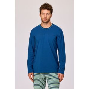 Herenpyjama lange mouwen 887 donkerblauw