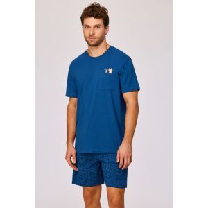 Herenpyjama korte mouwen 887 donkerblauw