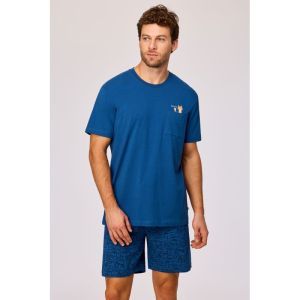 Herenpyjama korte mouwen 887 donkerblauw