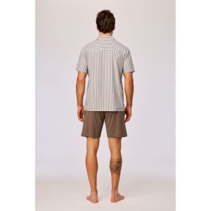 Herenpyjama doorknoop 907 bruin-blauw